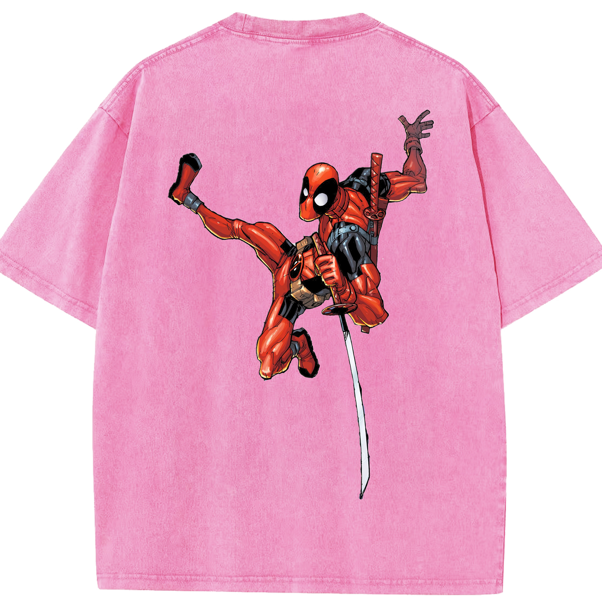 （画像用） Deadpool デッドプール 綿100% ヴィンテージ風 半袖Tシャツ（背面プリント）
